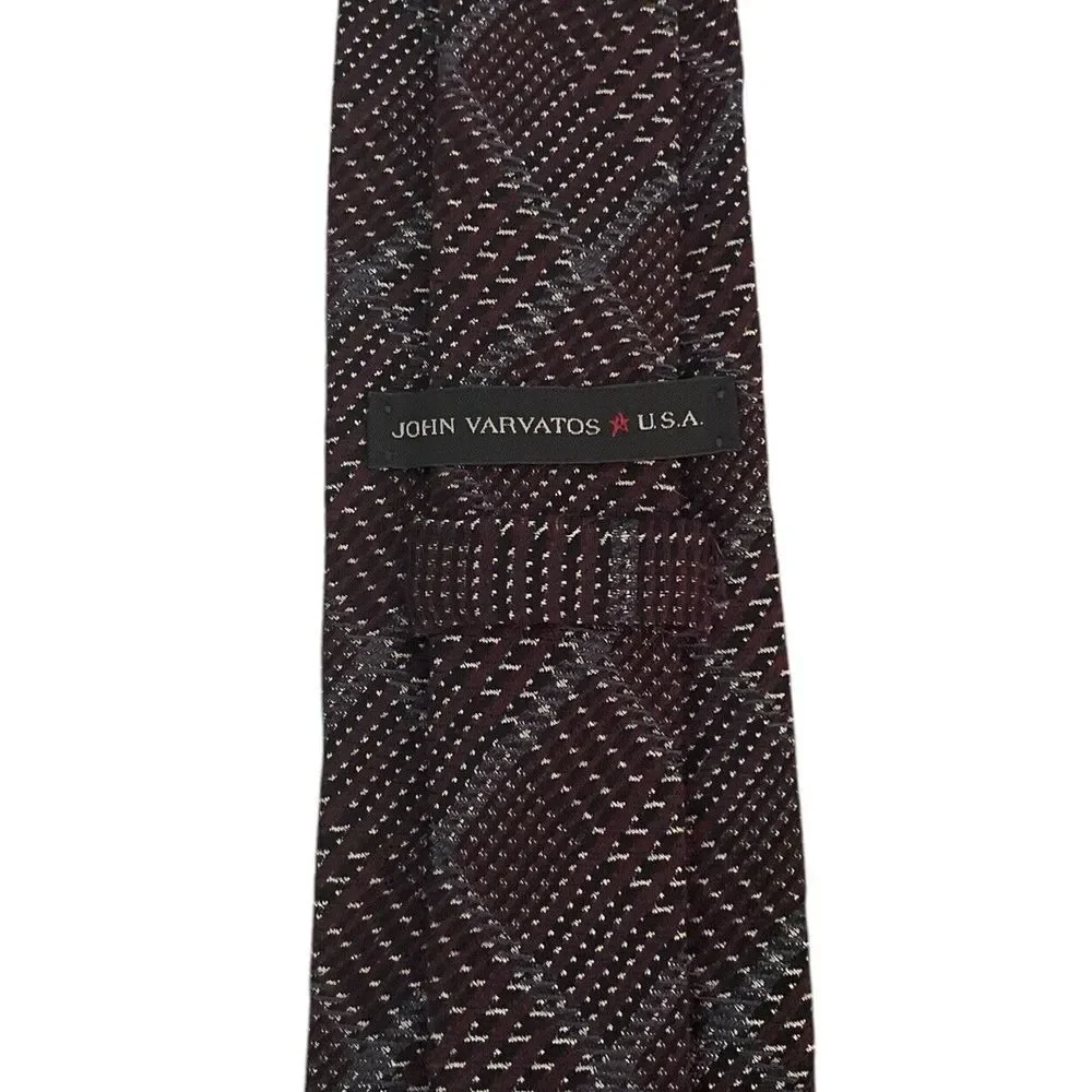 John‎ Varvatos Star USA Men's Tie Maroon Plaid Wool/Silk 3.25